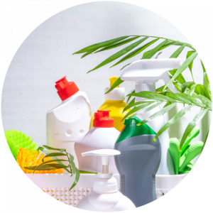 Image shows cleaning materials